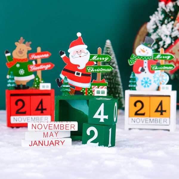 Christmas Wooden Calendar Santa Claus: 7x3.5x14CM, Snowman: 7x3.5x14CM, Deer: 7x3.5x13CM - Image 3