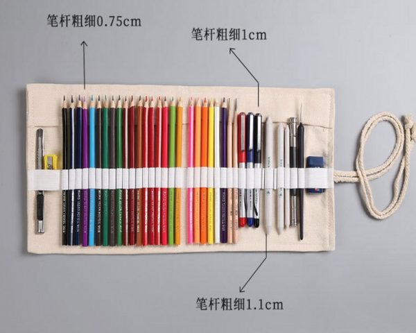 Handmade canvas roll pencil case - Image 5