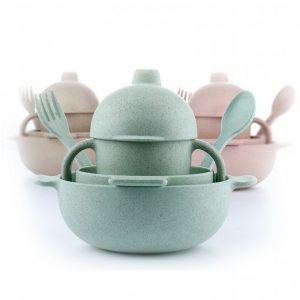 Five-piece set of wheat straw children's tableware