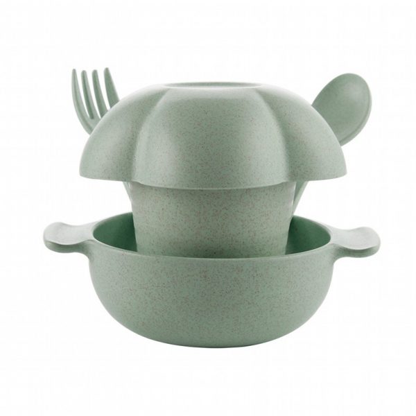 Five-piece set of wheat straw children's tableware - Image 3