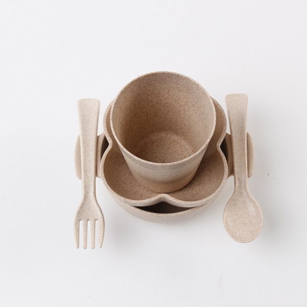 Five-piece set of wheat straw children's tableware - Image 5