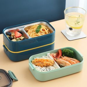 Layered lunch box Single layer: 22x12x6cm Double layer: 22x12x11cm