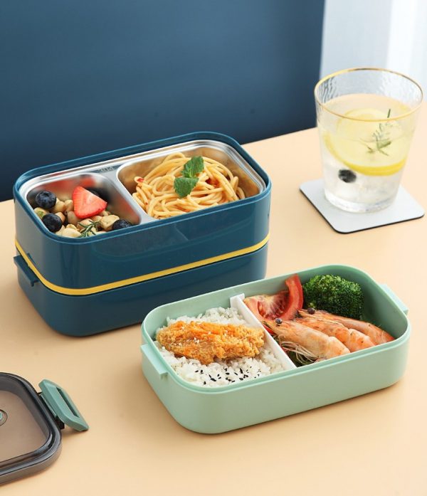 Layered lunch box Single layer: 22x12x6cm Double layer: 22x12x11cm