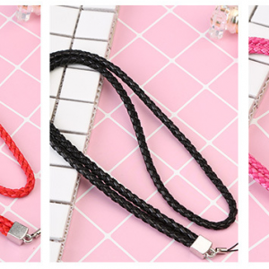 Leather braided lanyard 40cm